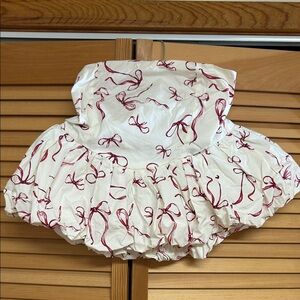 Charming White and Red Bow  Skirt. Sexy miniskirt.